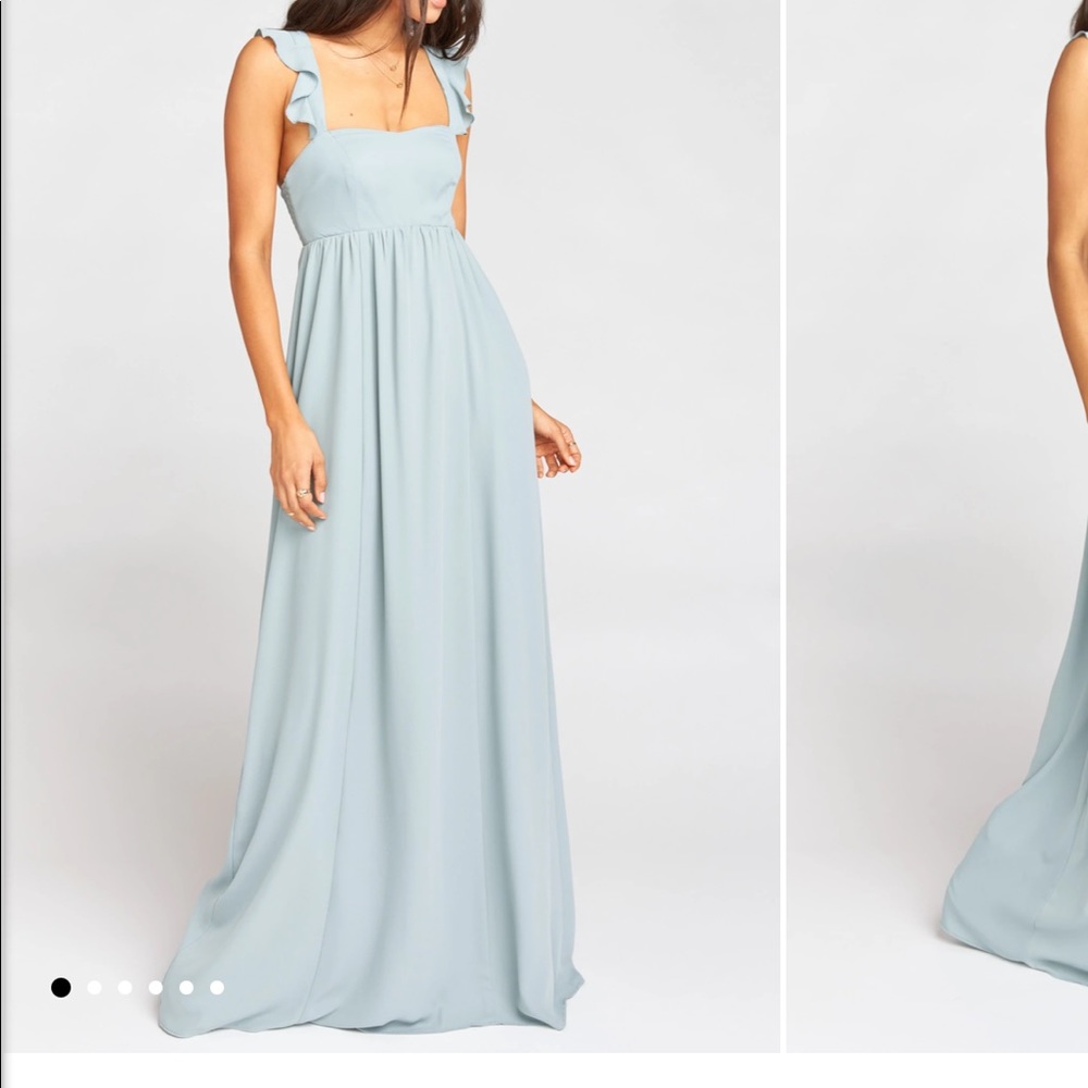 Show Me Your Mumu June Maxi Dress in Silver Sage Crisp
